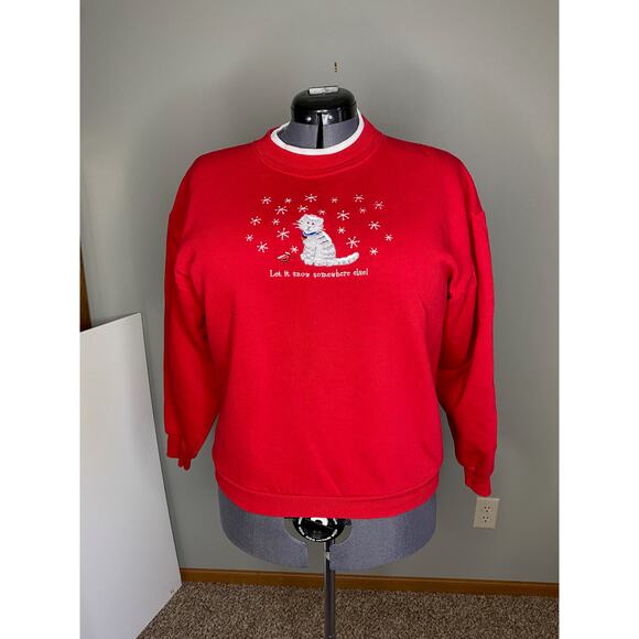 let it snow somewhere else! cat sweatshirt vintage - Picture 1 of 8